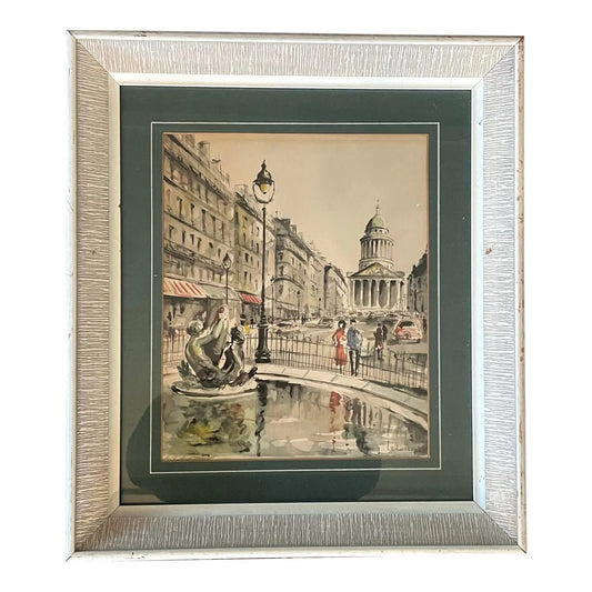 1950s G. Lelong, Paris Hand Colored Lithograph Pencil Signed