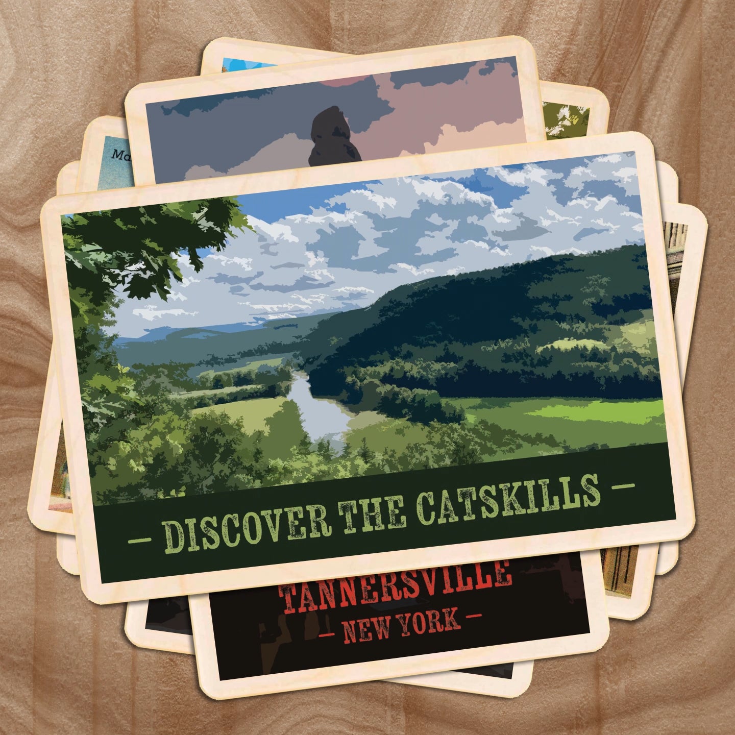 Postales de madera a medida de Catskills