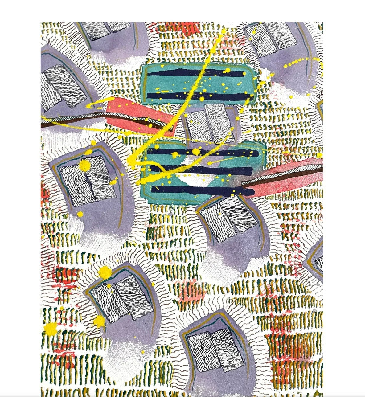 Barbara Beck 1989 Abstract Acrylic Painting on Paper