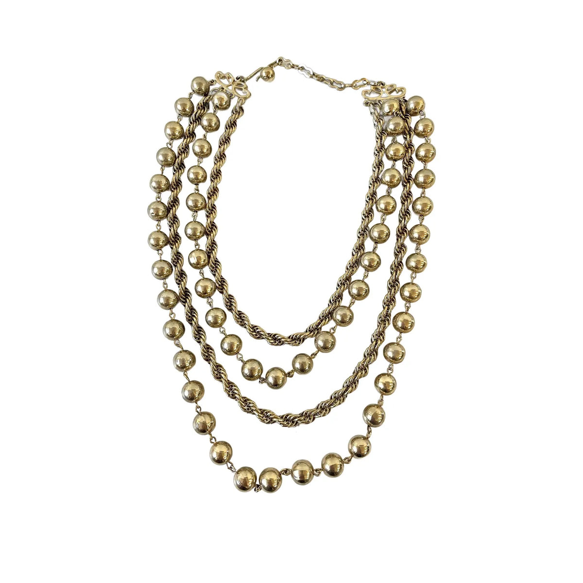 1980s Gold Tone Chain and Bead Necklace