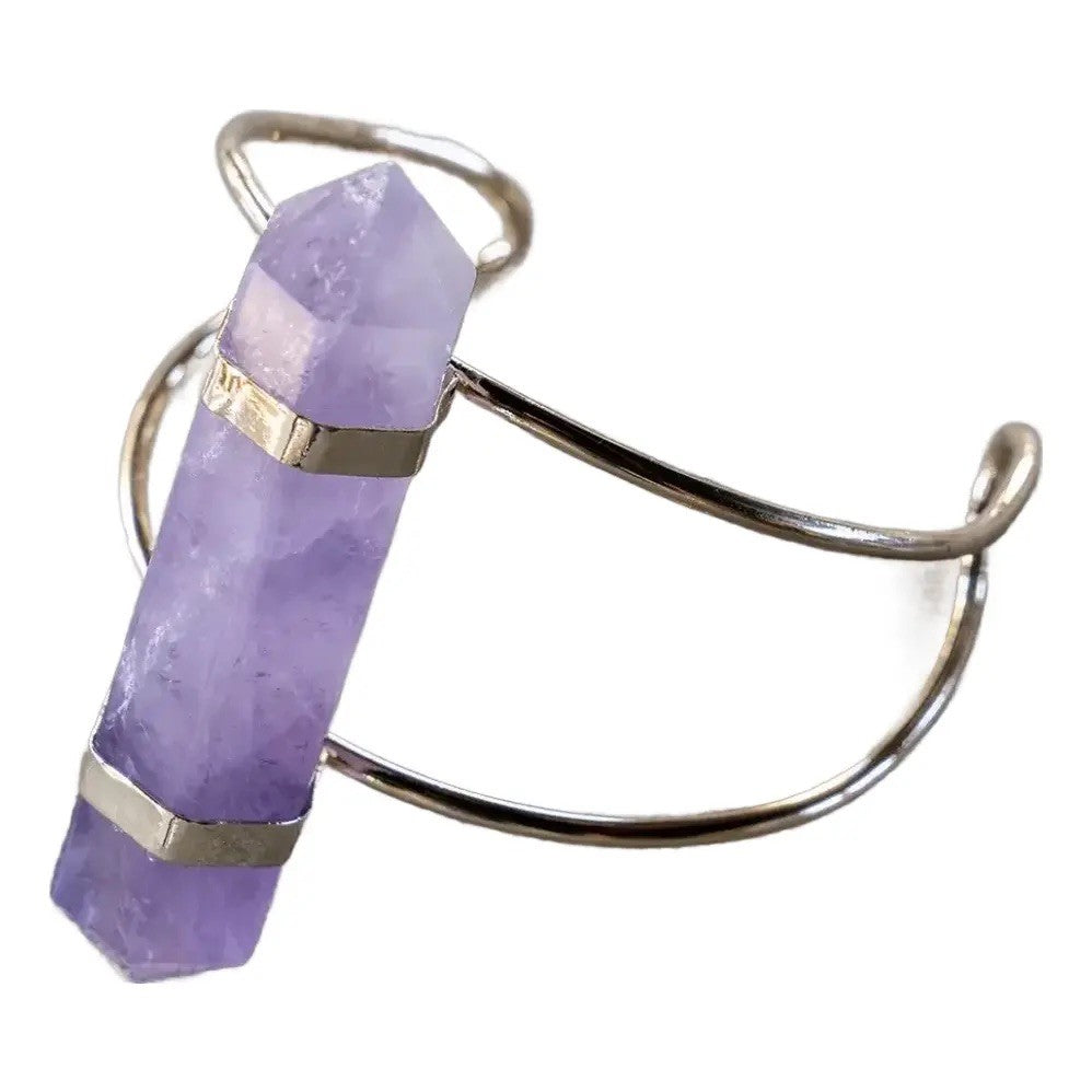 Amethyst and Gold Plated Wire Cuff Bracelet