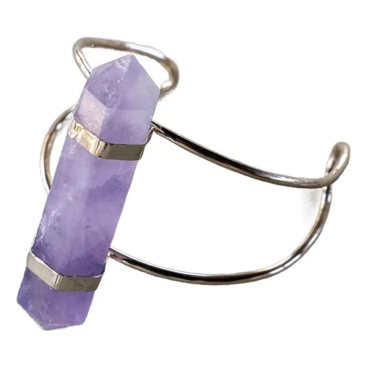 Amethyst and Gold Plated Wire Cuff Bracelet
