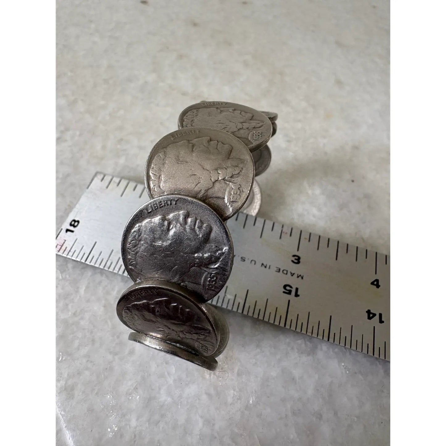 Vintage Buffalo Nickel Coin Cuff Bracelet