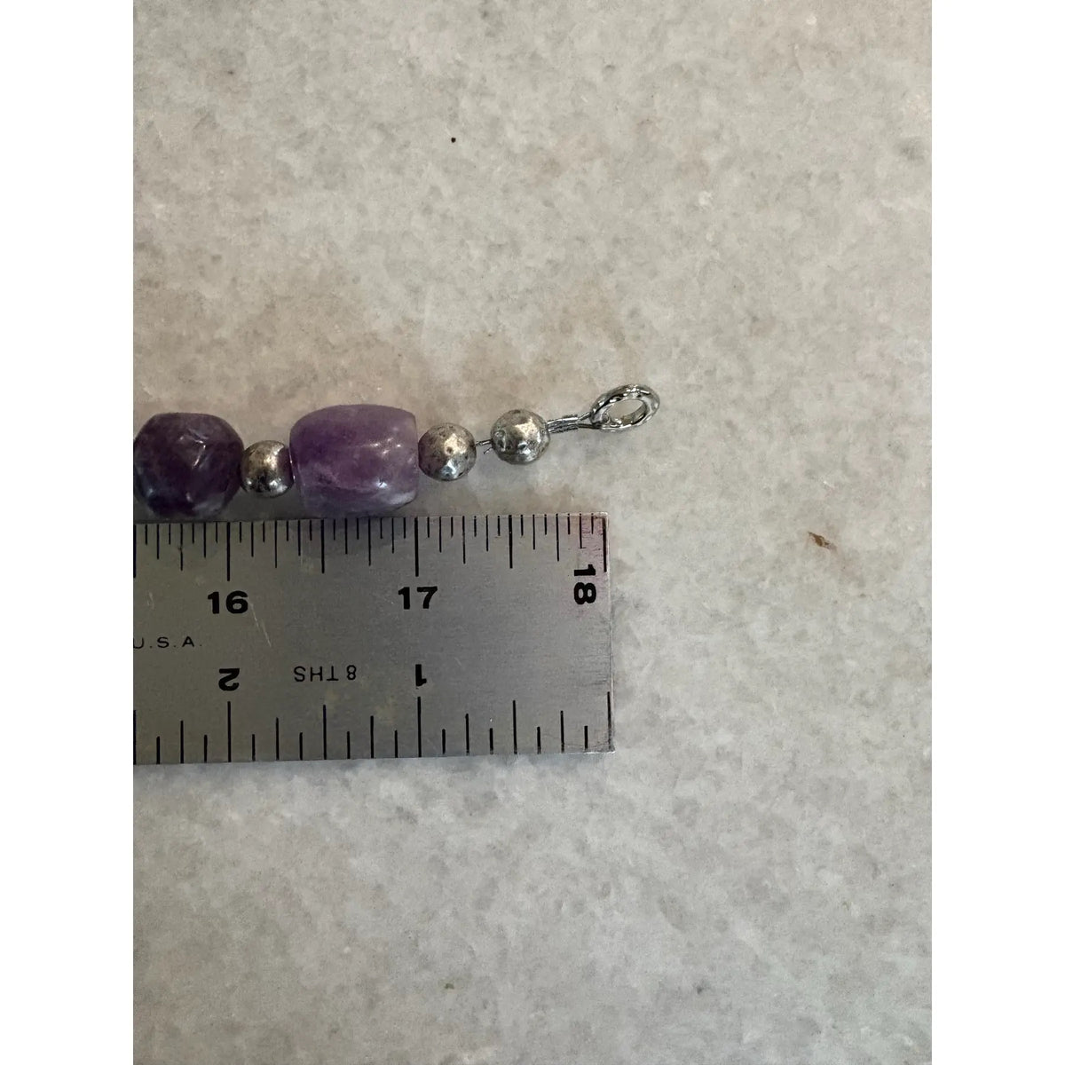 Antique Pre-Columbian Hand Carved Amethyst Beads With Silver Spacers, Restrung Necklace