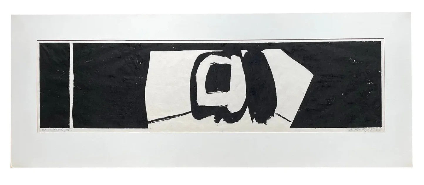 Barbara Beck 1973 Matted Woodcut Black Print on Paper - Original Matte