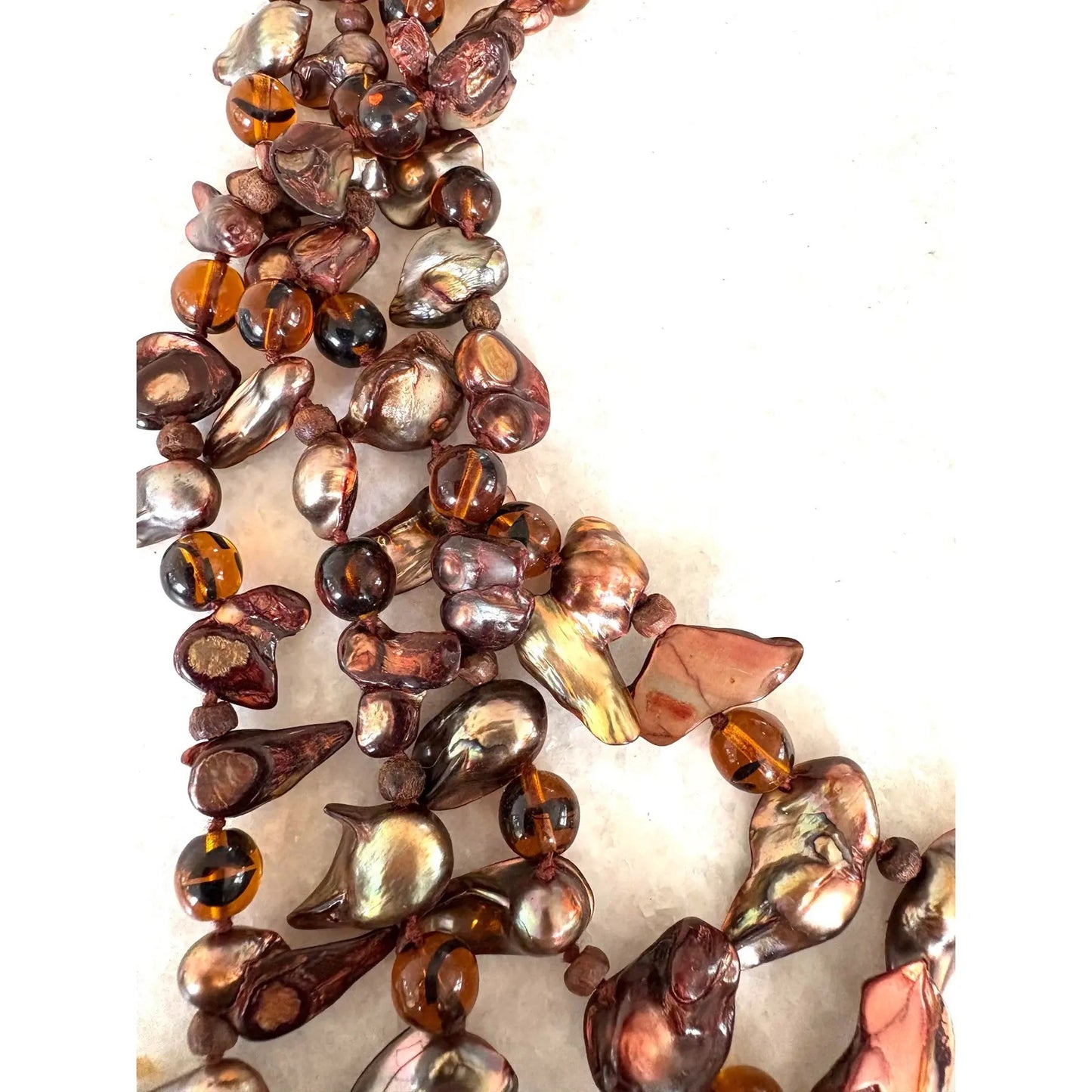 Collar de Perlas Cultivadas Multicadenas Vintage