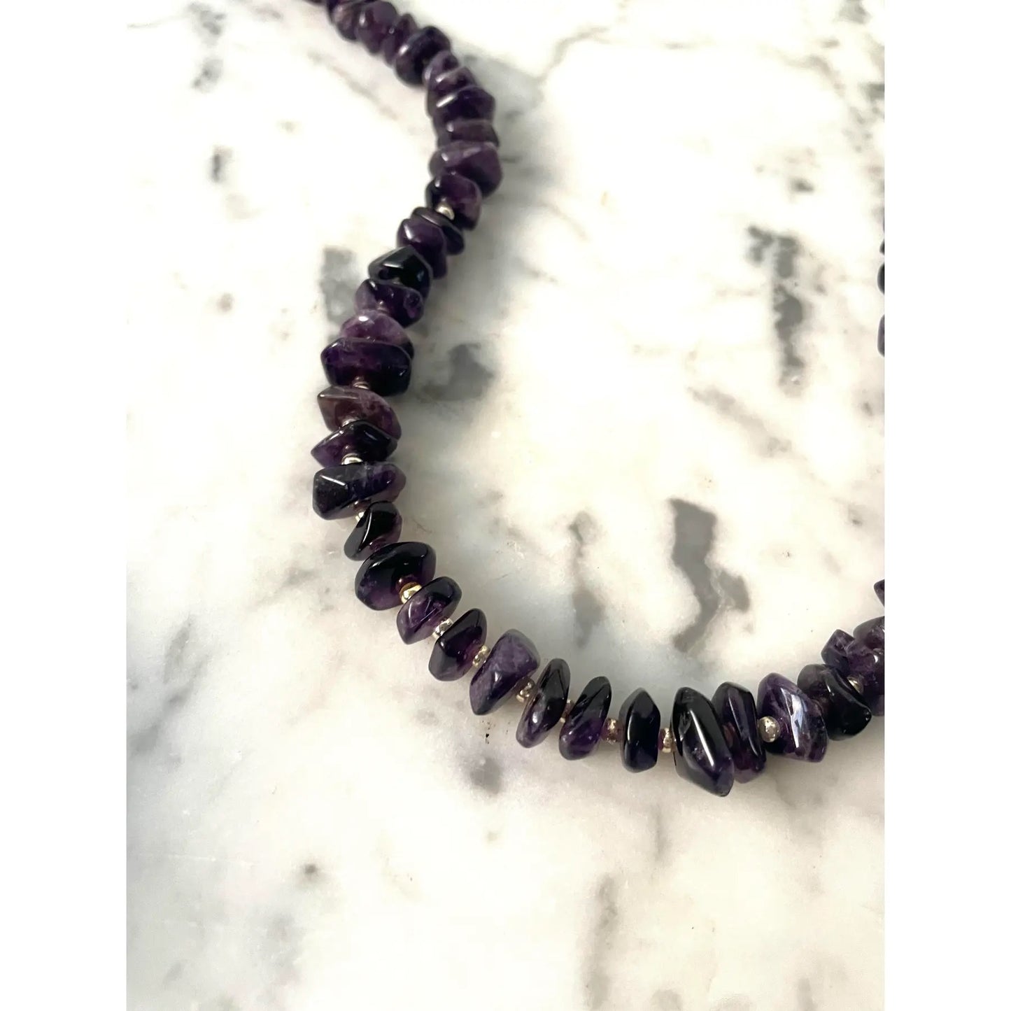 Collar de amatista vintage con espaciadores de plata