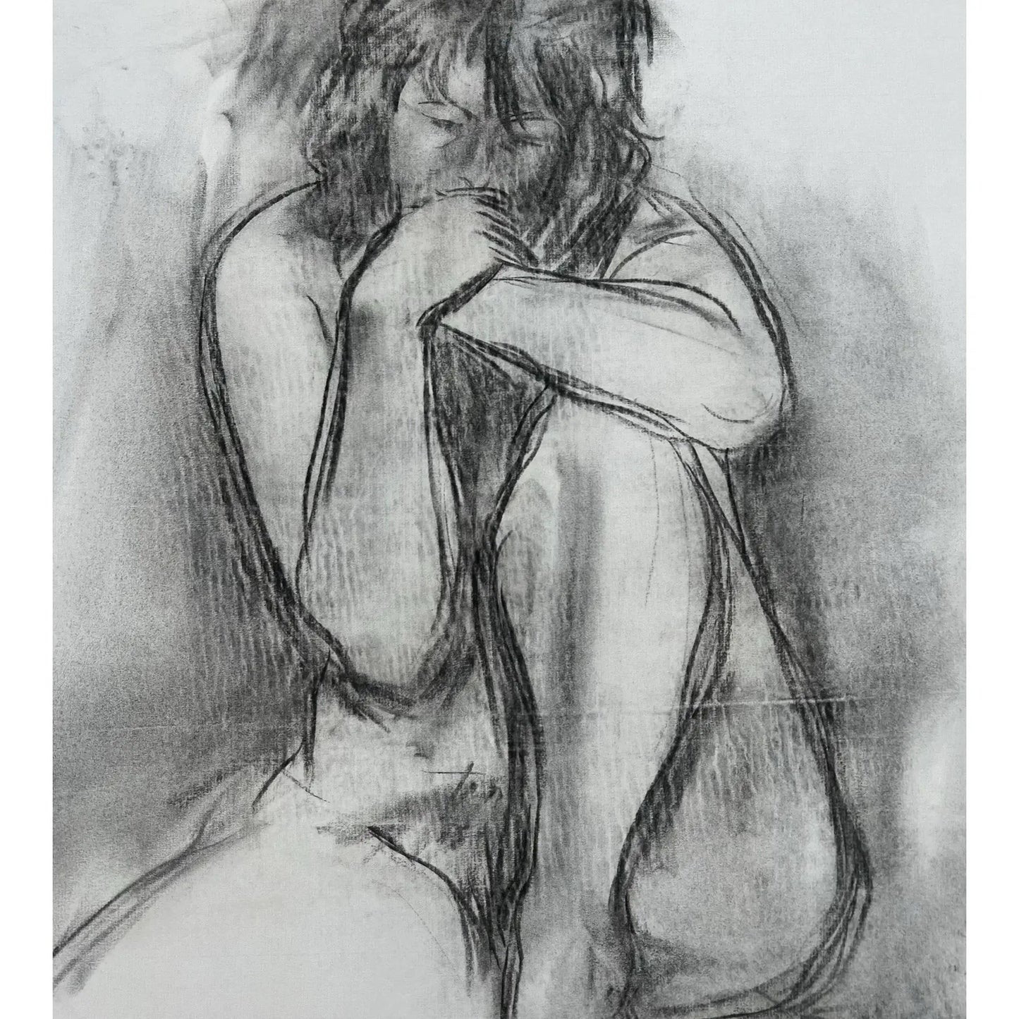 Barbara Beck Figurative Nude Charcoal Sketch on Paper 1970s