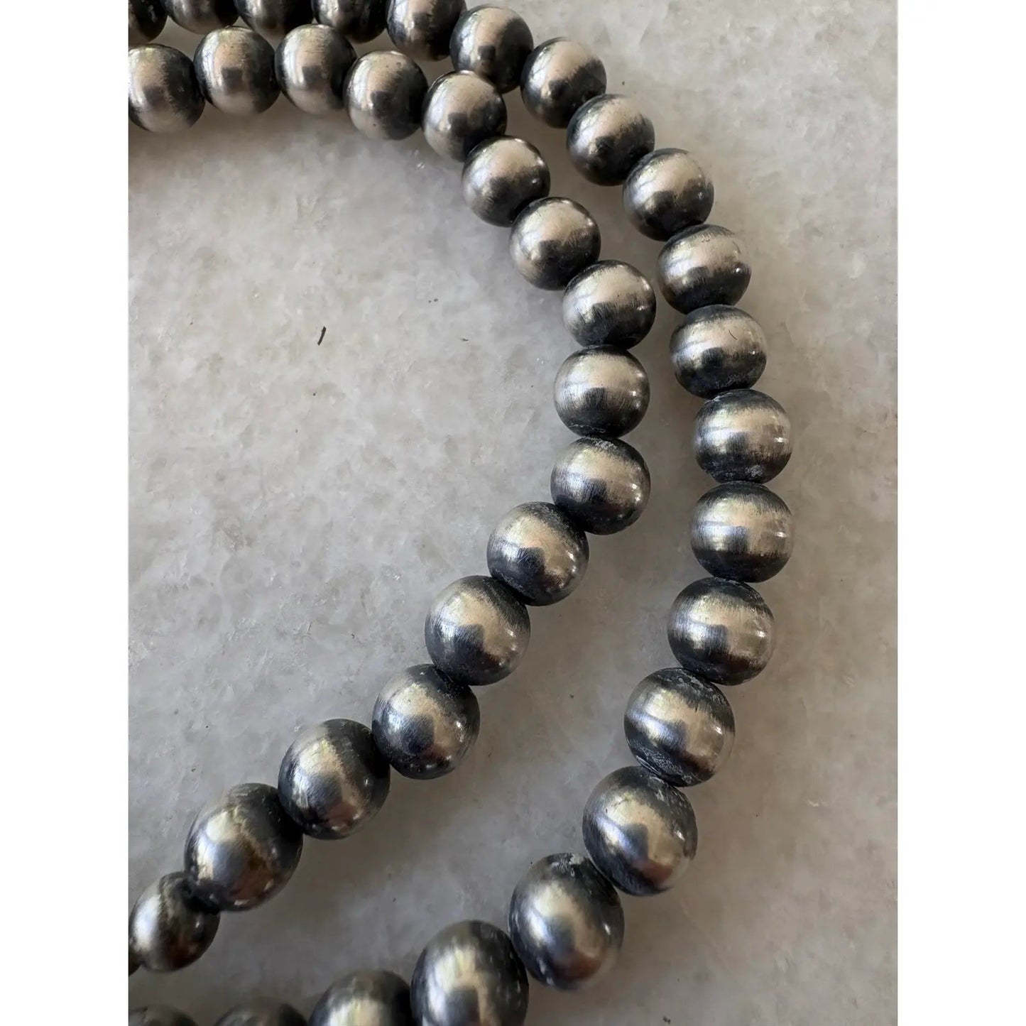 Vintage Navajo Sterling Silver Pearls Beaded Necklace