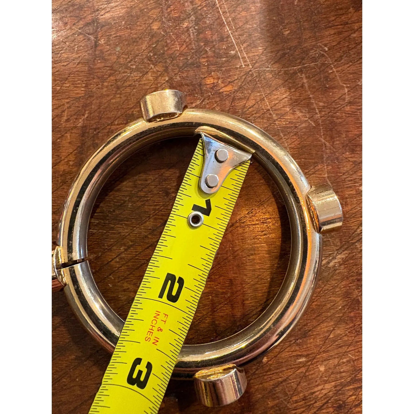1980s Gold Tone, Metal Bangle Bracelet With Rhinestones