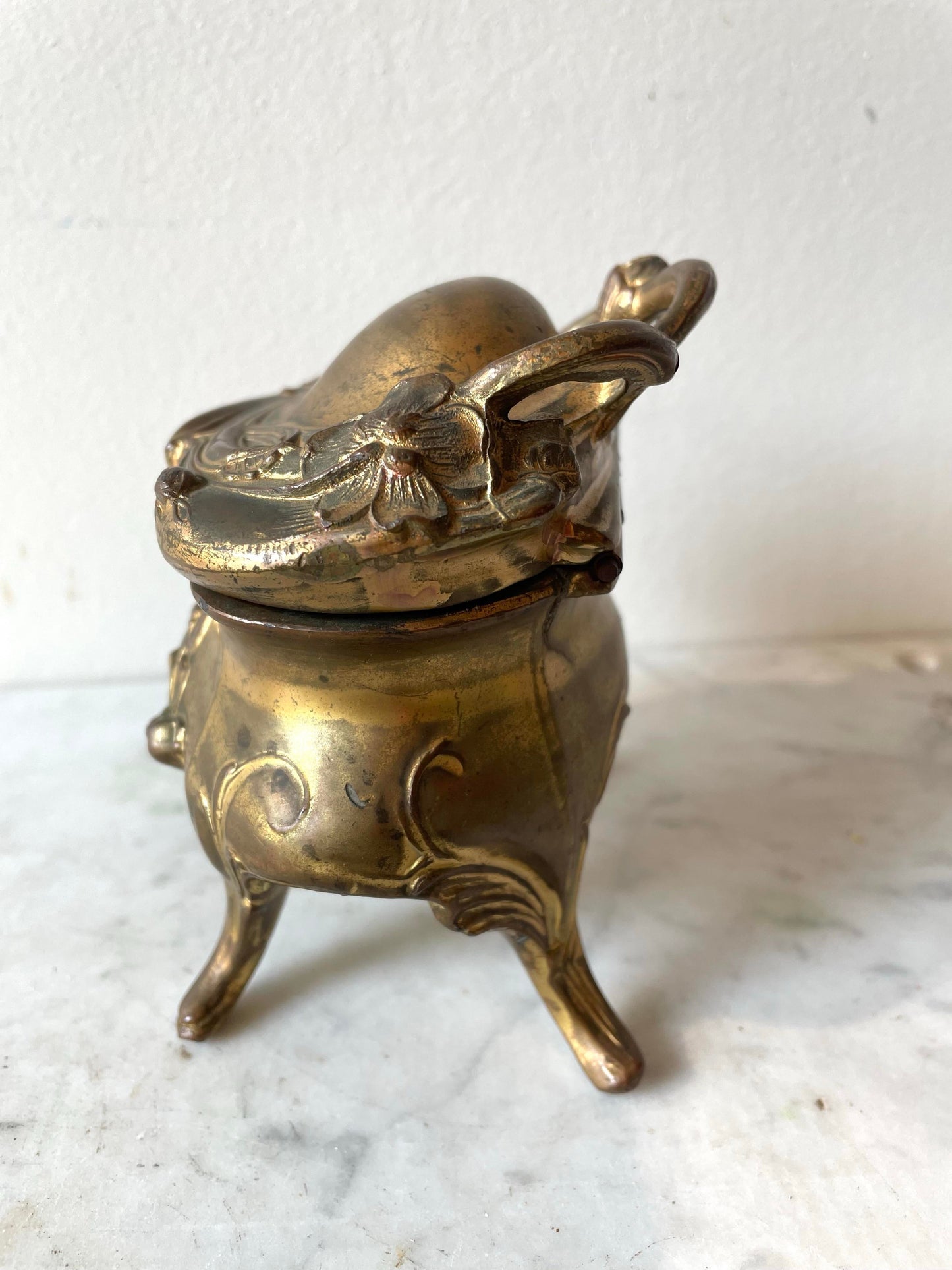 Art Nouveau Cast Metal Jewelry / Trinket Box
