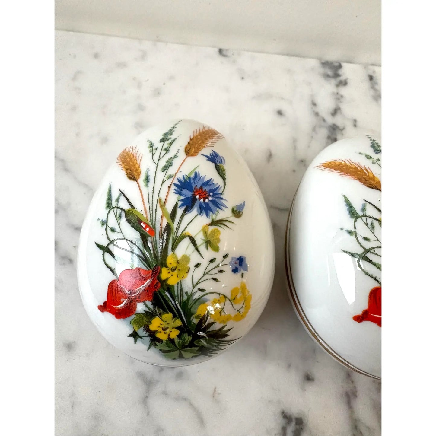 Caja de joyería o baratijas de porcelana pintada a mano Limoges Francia, juego de 3