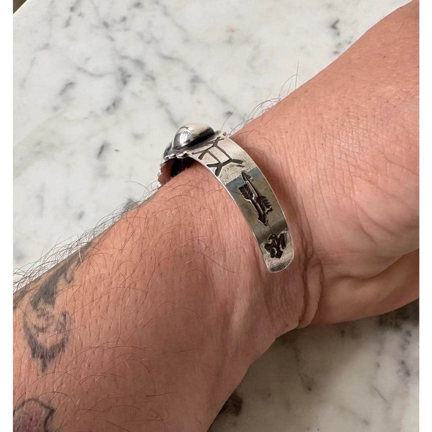 Pulsera de puño Navajo de plata de ley vintage, de Fred Harvey