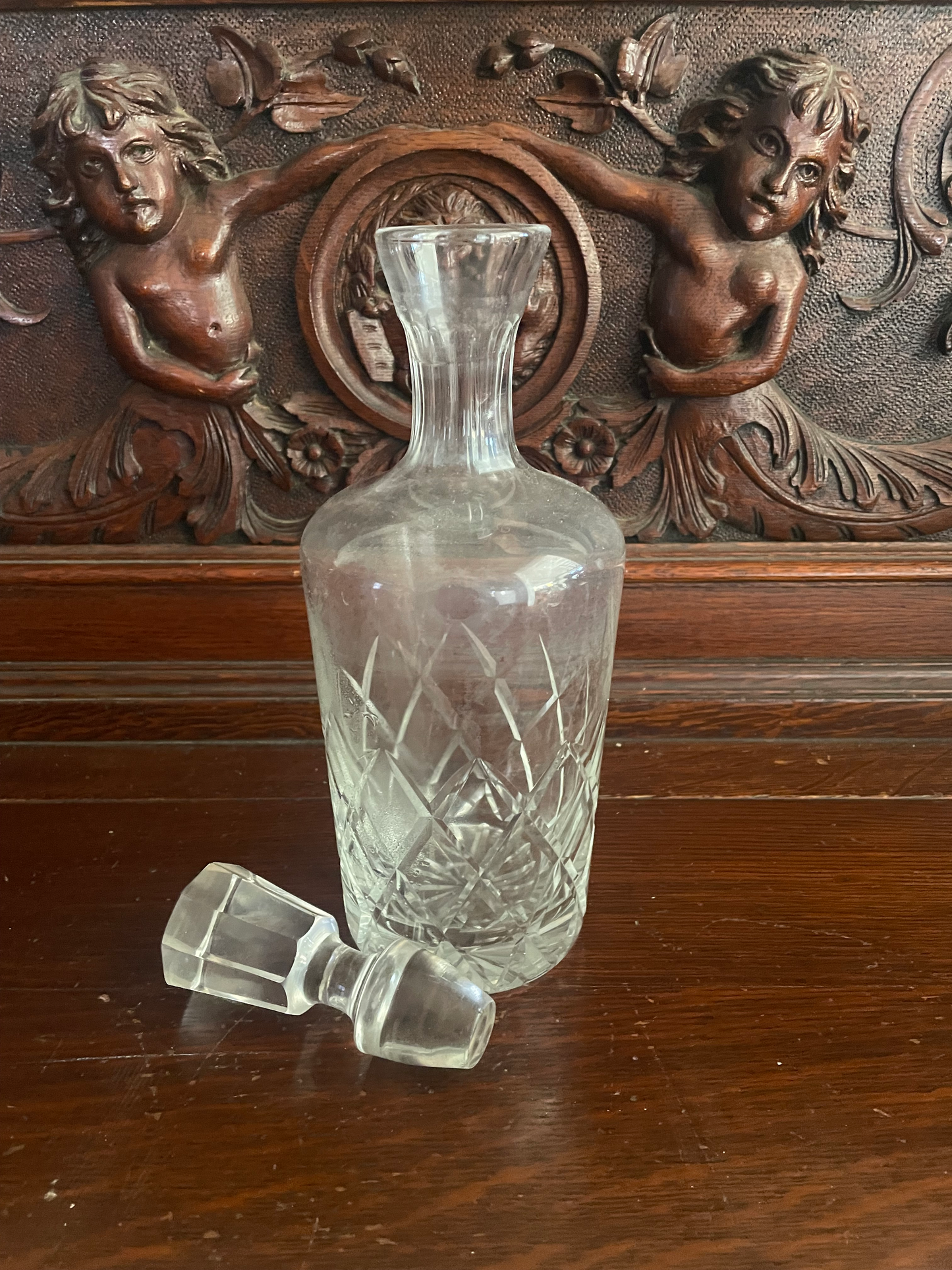 Vintage Cut Crystal Mid Century Wine Decanter