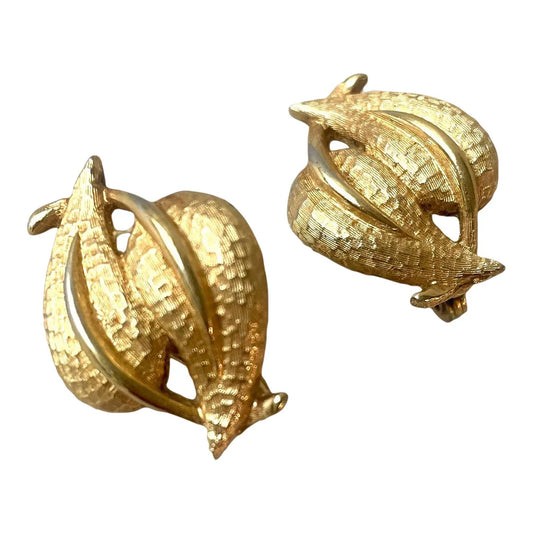 1950s Monet Gold Tone Clip Earrings