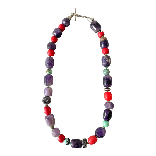 Collares de Cuentas Mixtas, Amatista Antigua, Turquesa, Cuentas Africanas, Diseñados por Matthew Izzo