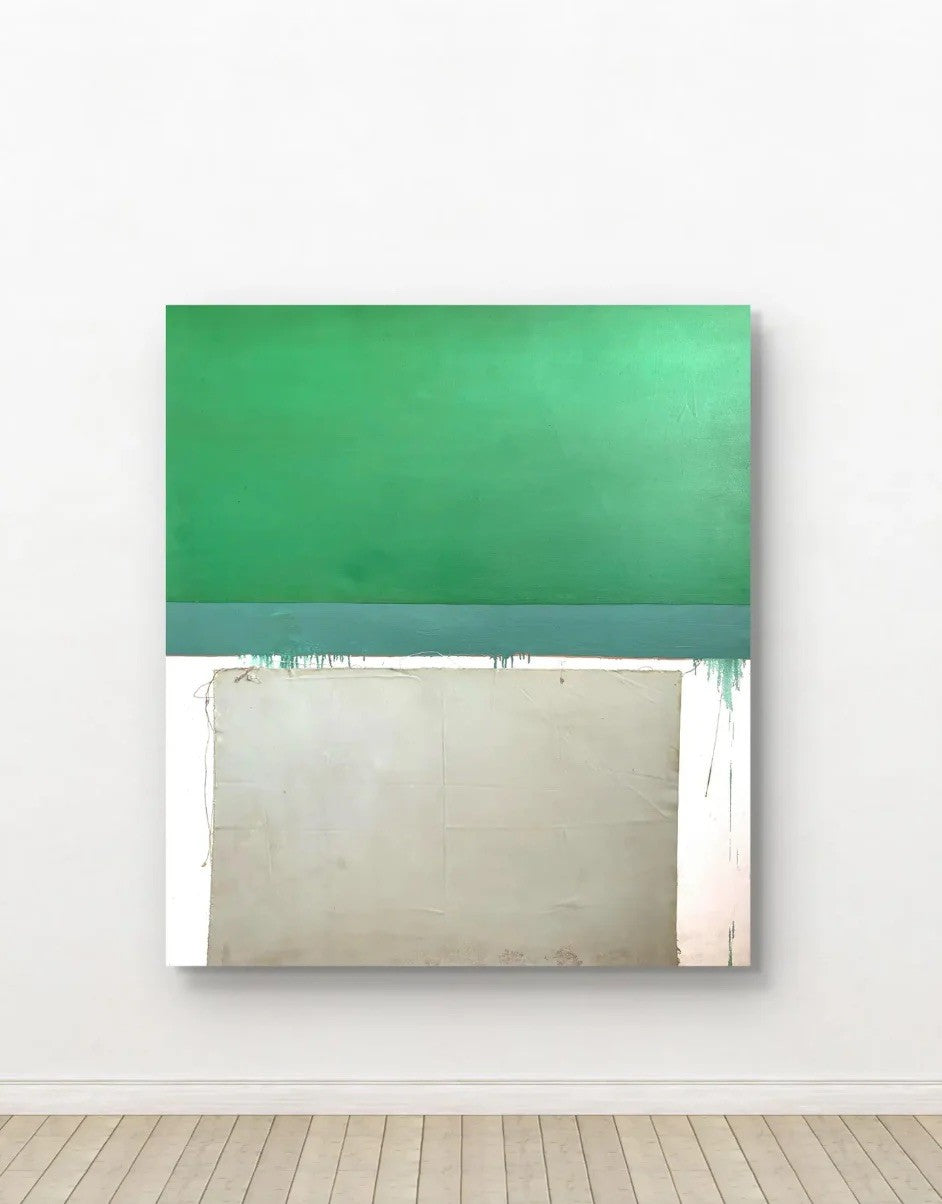 Barbara Beck 1960s Large Scale Abstract Oil Painting and Mixed Media on Canvas