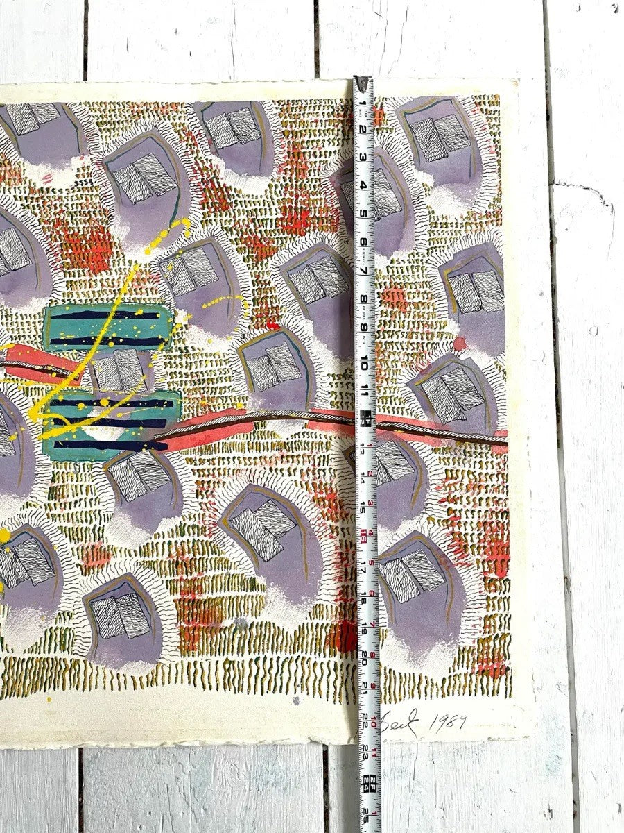 Barbara Beck 1989 Abstract Acrylic Painting on Paper