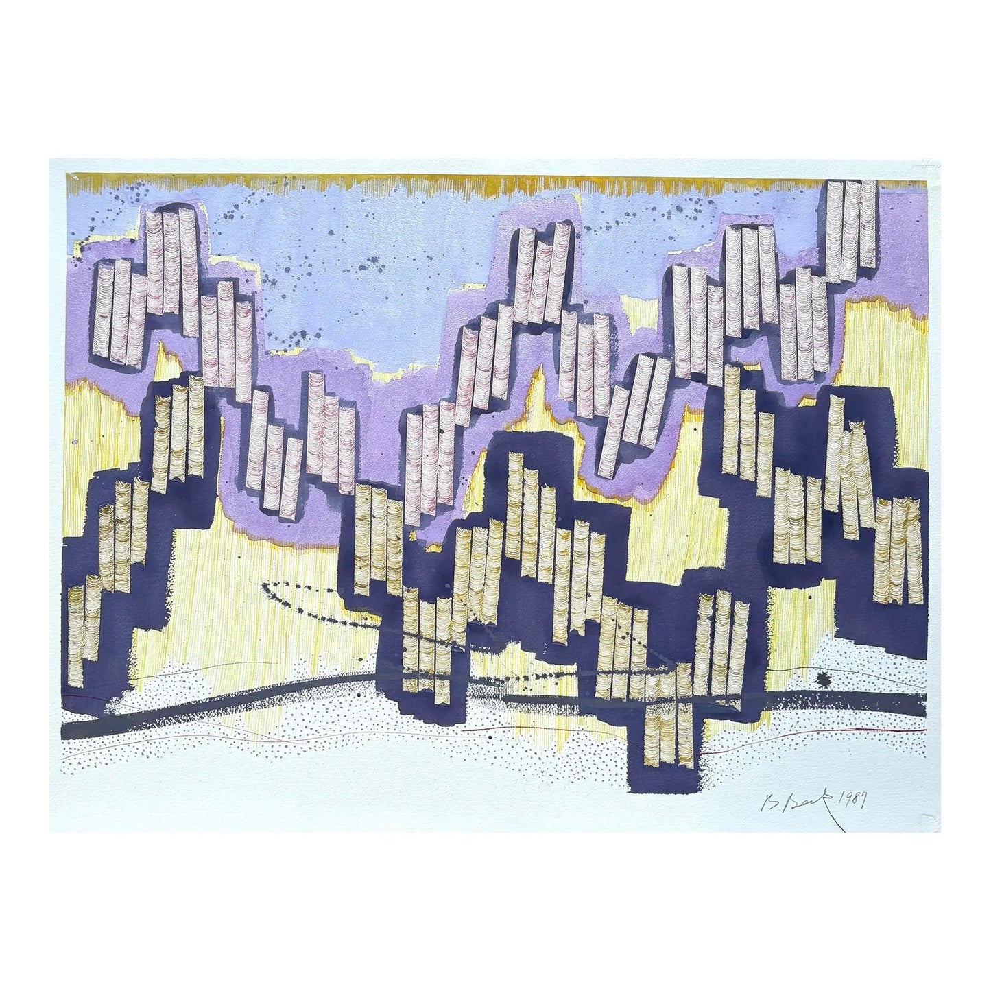 Barbara Beck 1987 Abstract Watercolor Painting on Paper - Signed/Dated