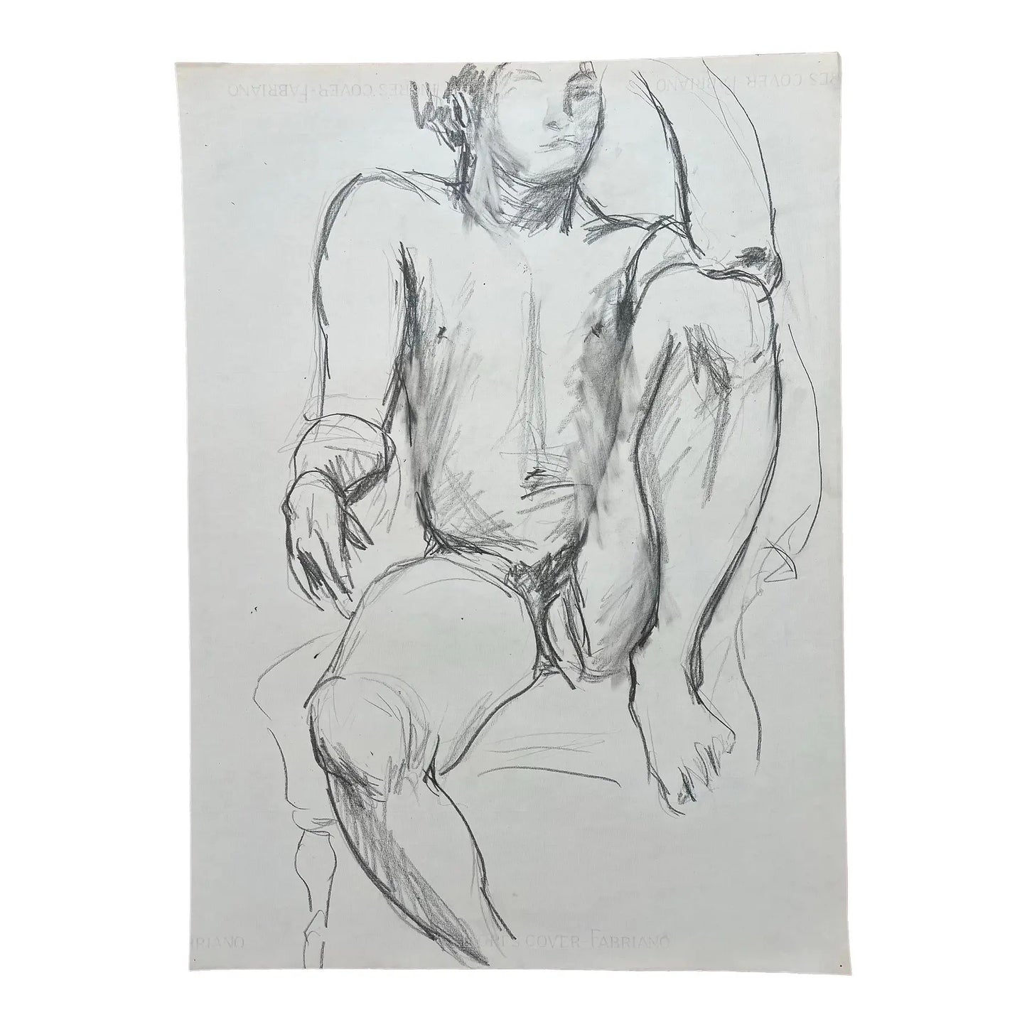 Barbara Beck Figurative Nude Charcoal Sketch on Paper 1970s