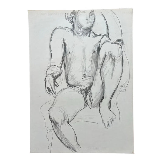 Barbara Beck Figurative Nude Charcoal Sketch on Paper 1970s