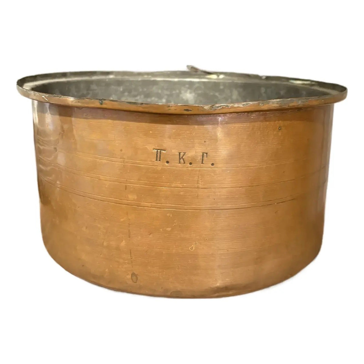 19th Century Copper Pot or Ice Bucket With Greek Fraternity Letters