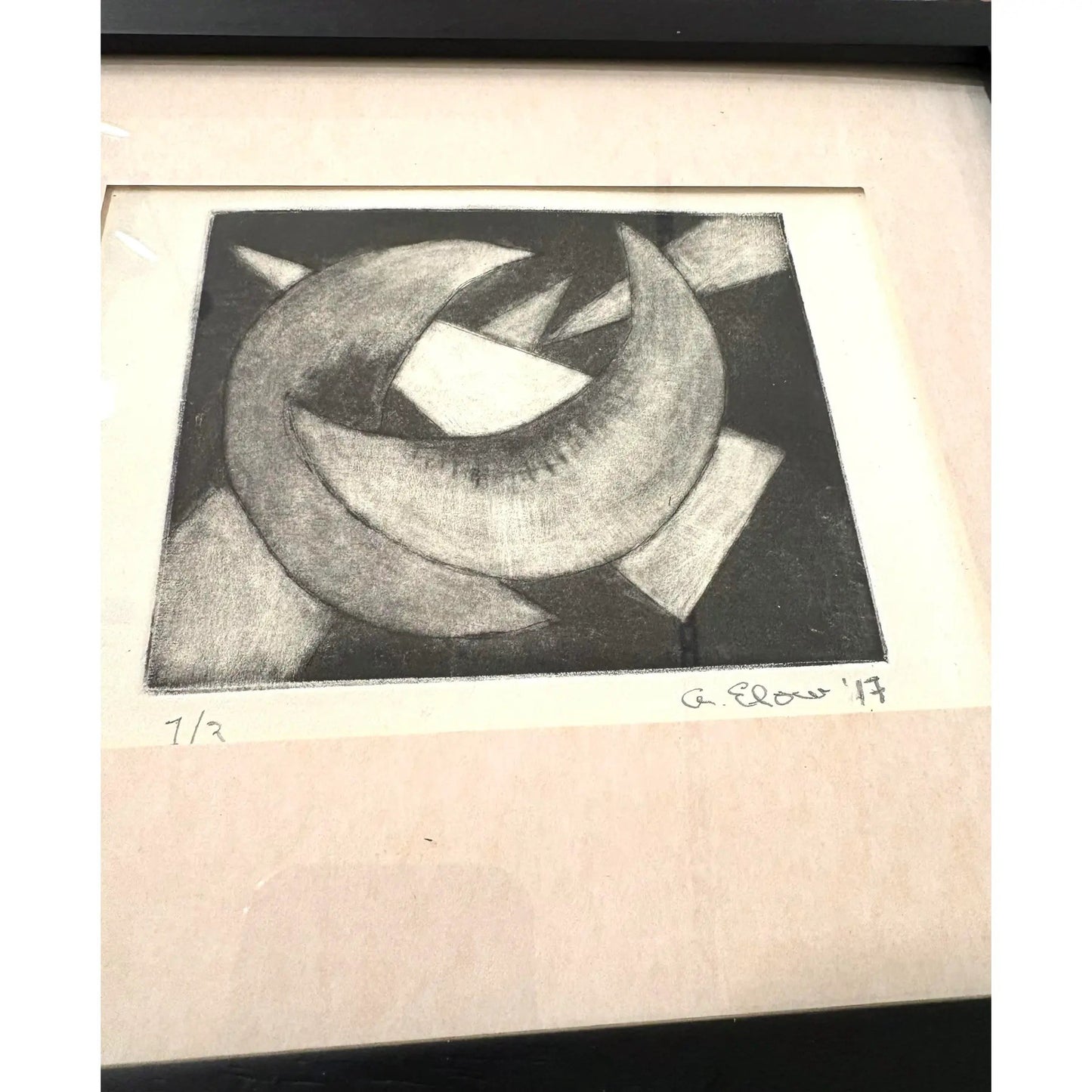Alon Elow Abstract Etching Made by Artist in NY Studio Signed in Pencil