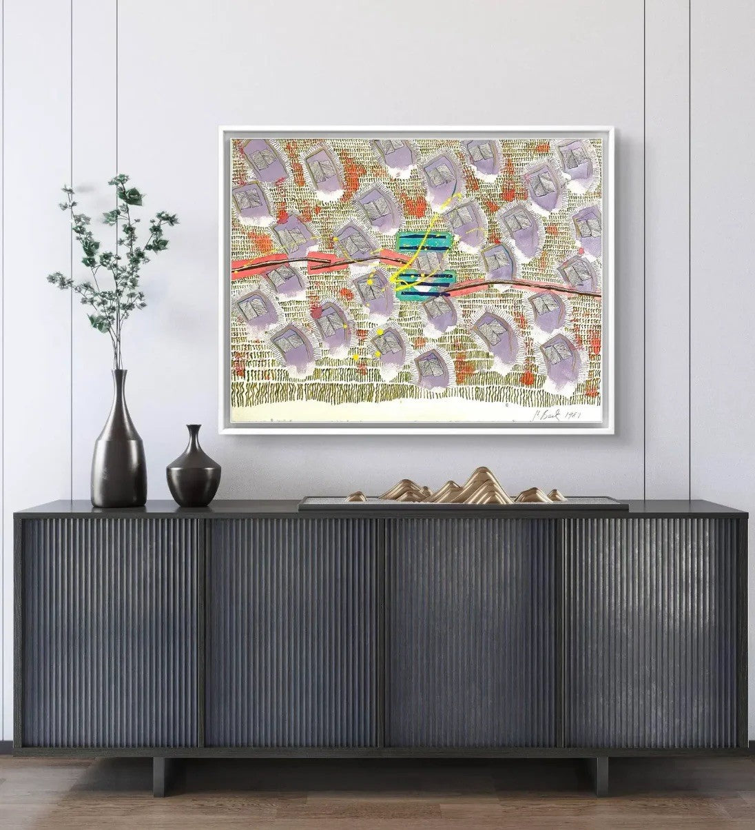 Pintura Acrílica Abstracta sobre Papel Barbara Beck 1989