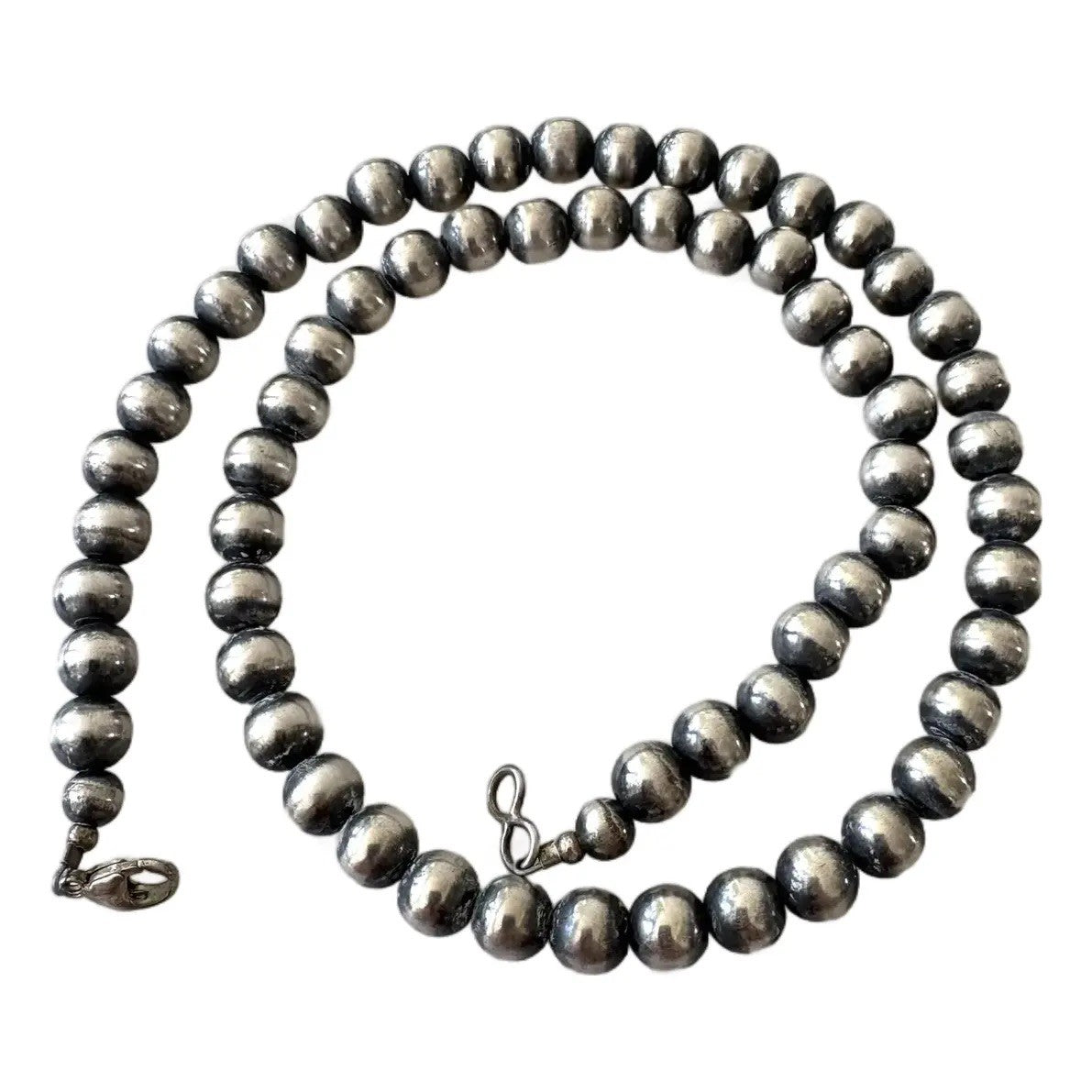 Vintage Navajo Sterling Silver Pearls Beaded Necklace