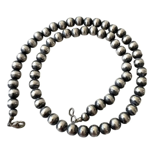 Vintage Navajo Sterling Silver Pearls Beaded Necklace