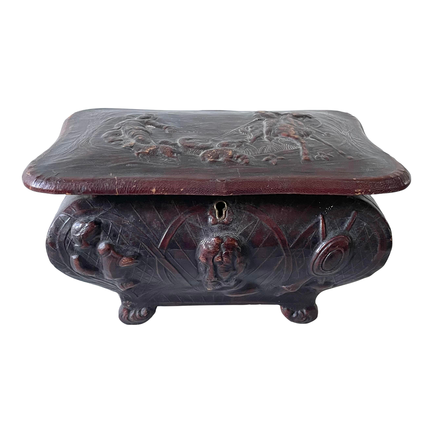 Joyero de cuero repujado hecho en España