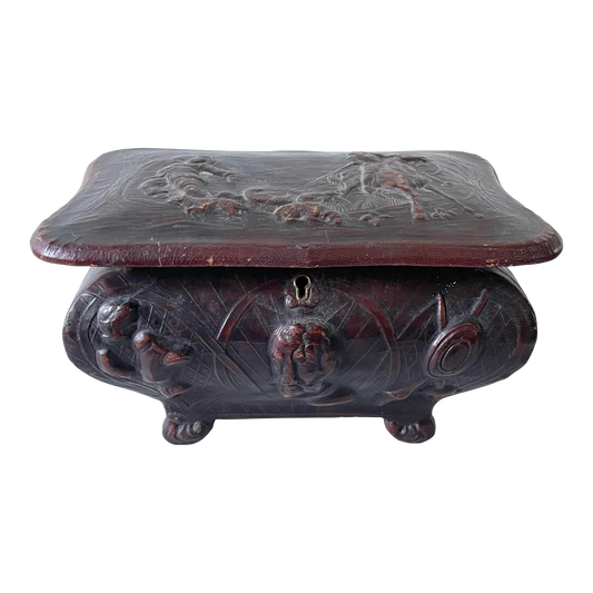 Joyero de cuero repujado hecho en España