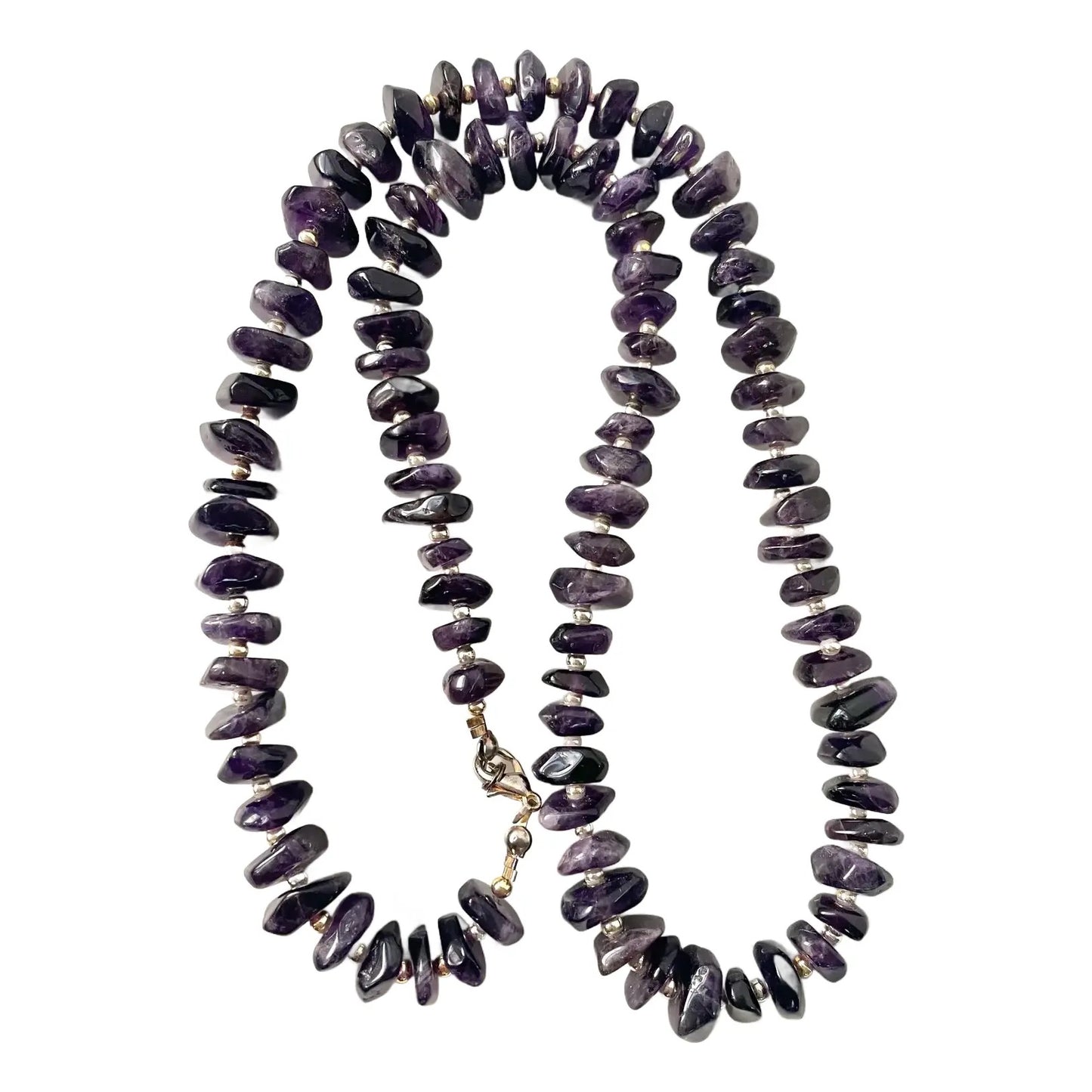 Collar de amatista vintage con espaciadores de plata