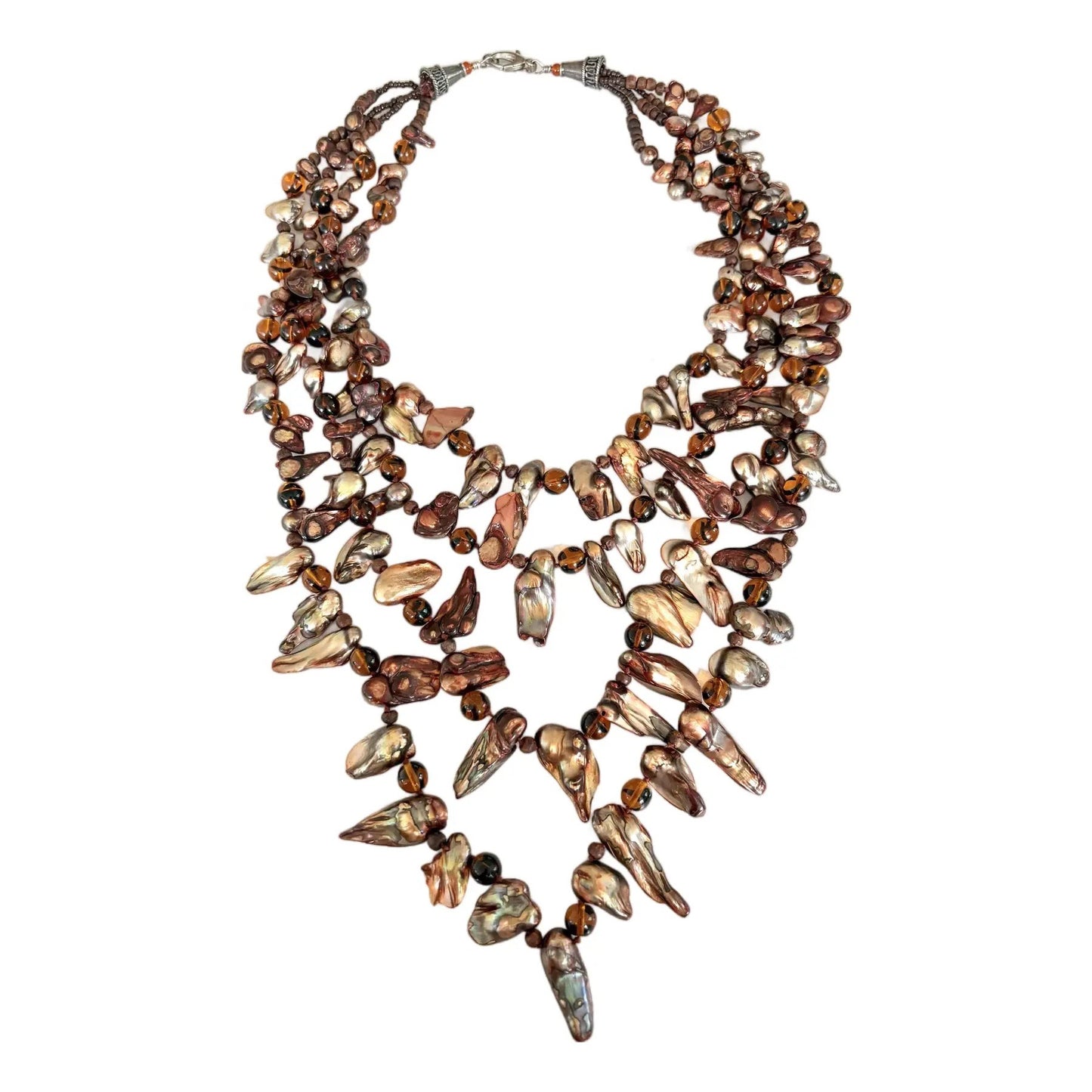 Collar de Perlas Cultivadas Multicadenas Vintage