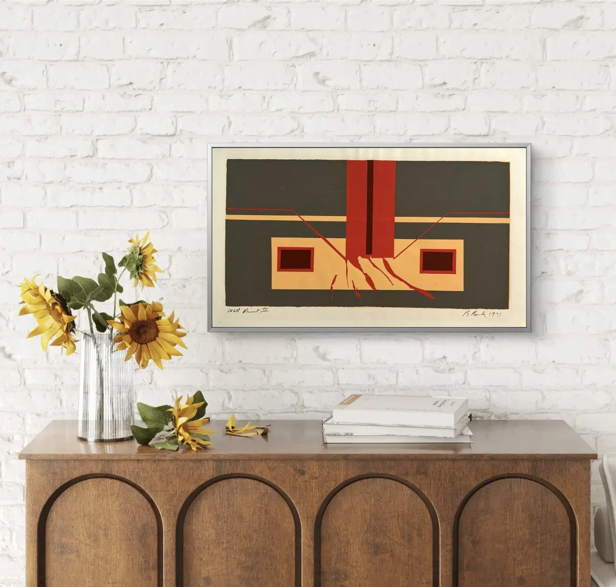 Barbara Beck 1971 Mid Century Modern Screen Print on Paper, "Wall Print I I", Signed