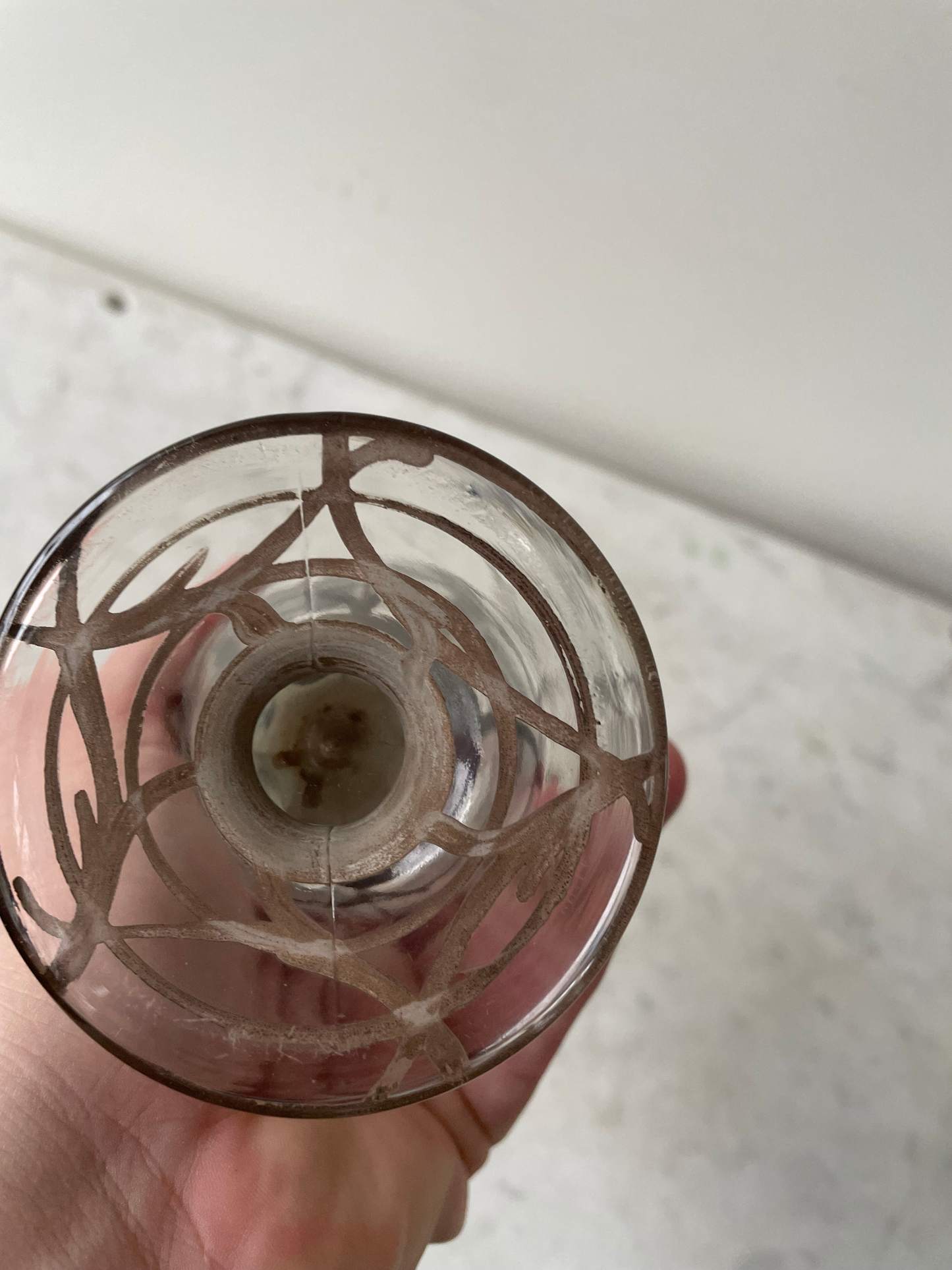 Lovely Art Nouveau Sterling Silver Overlay Glass Vase