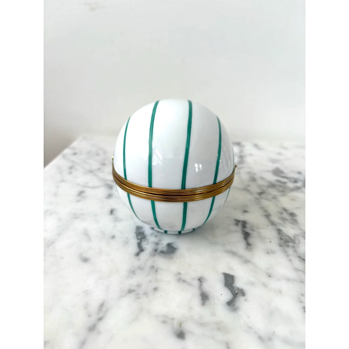 Limoges France Hand-painted Porcelain Egg Box With Brass Closure