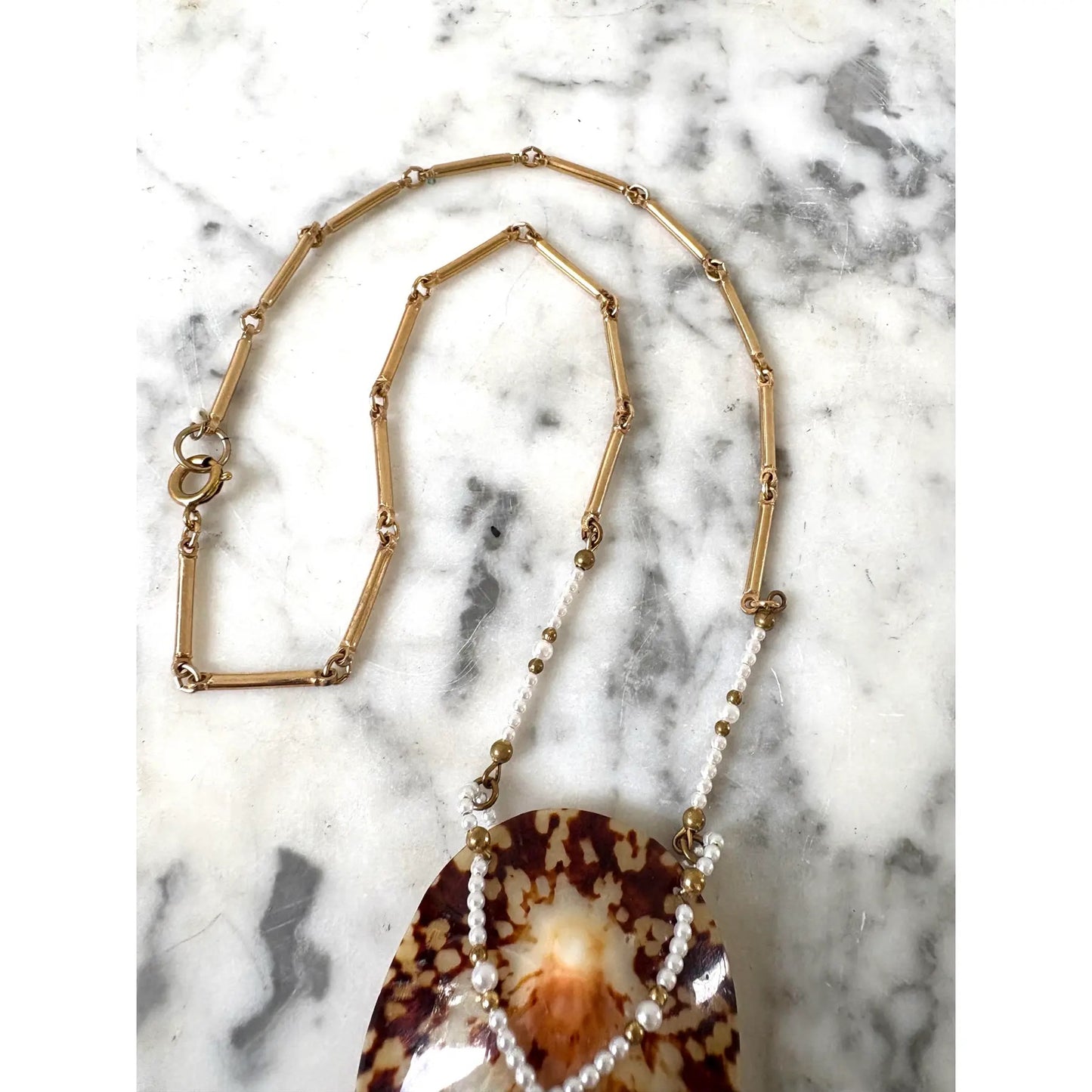 Pearls Over Shell Gold Plated Chain Necklace