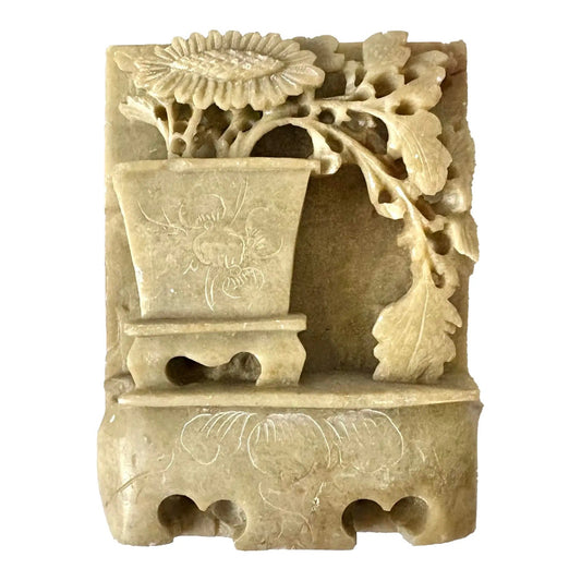 Sujetalibros chino de esteatita tallado a mano