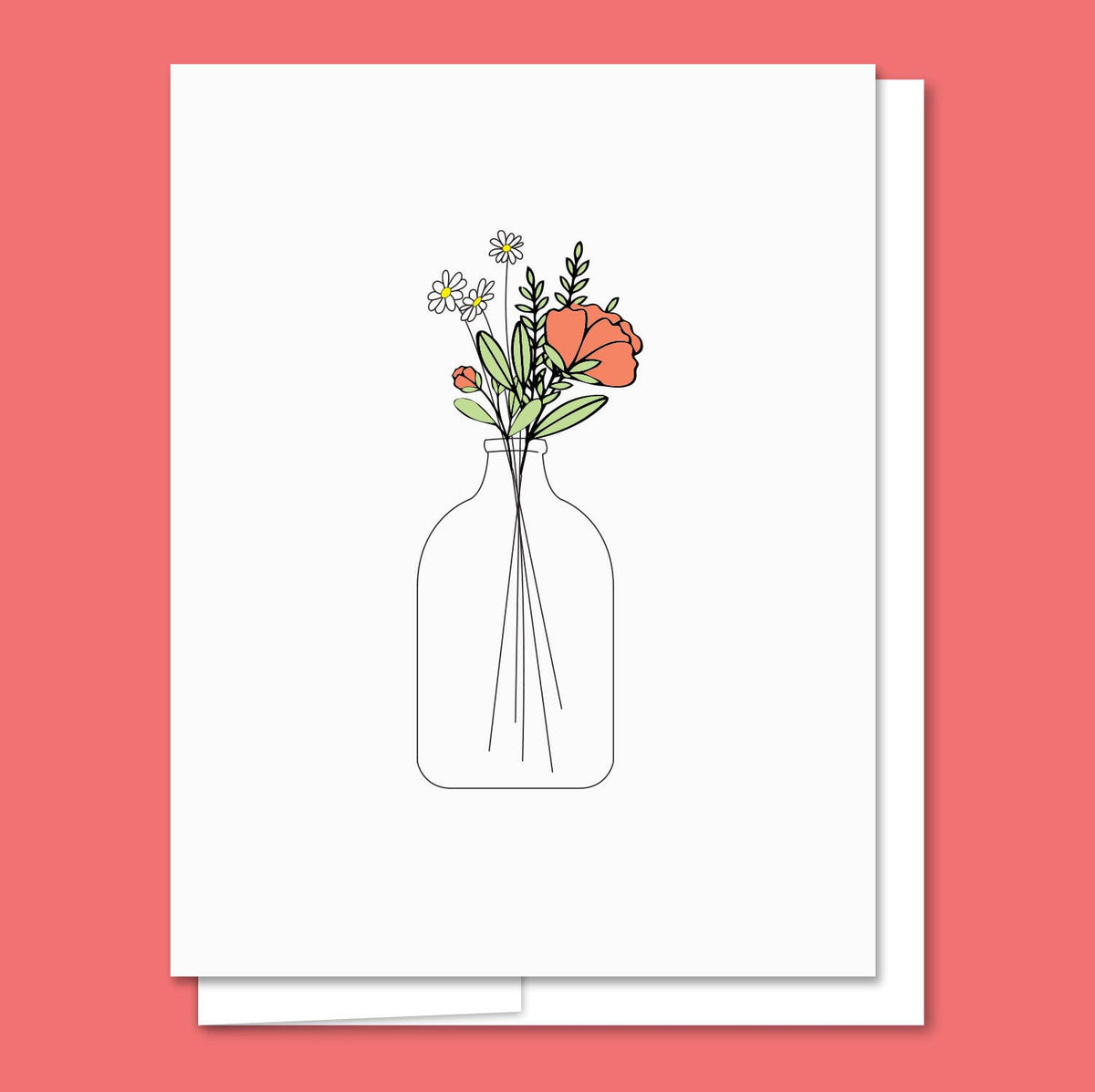 AQBF - Flowers in A Vase - Letterpress Everyday Card