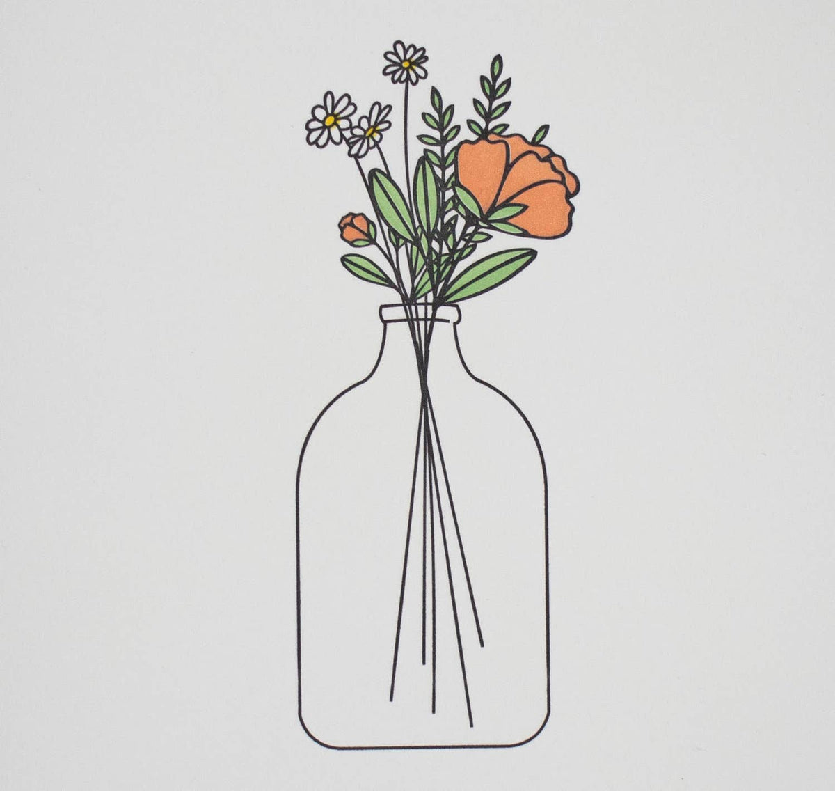 AQBF - Flowers in A Vase - Letterpress Everyday Card