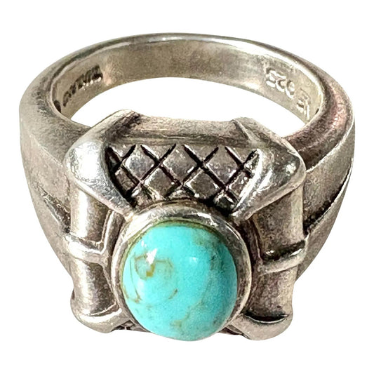 Anillo antiguo de plata esterlina y turquesa