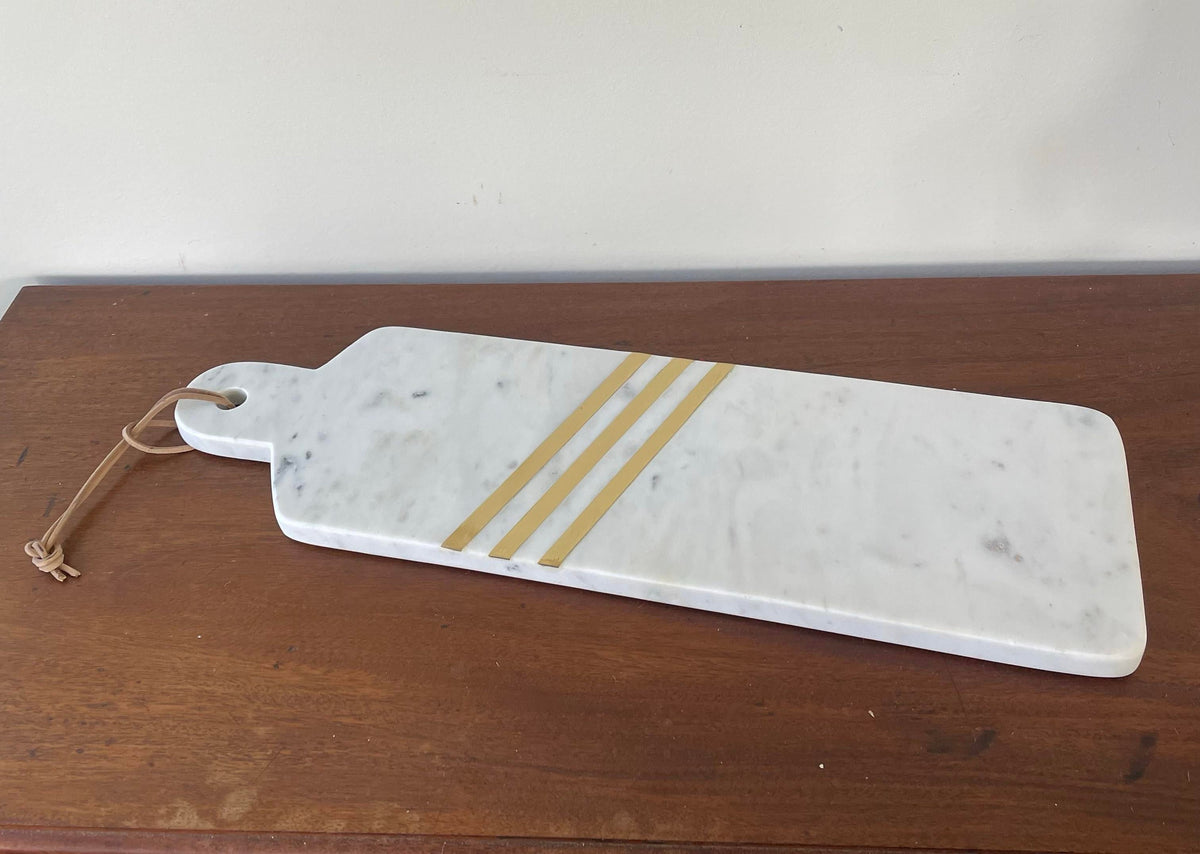 Matthew Izzo Home Marble With Brass Inlay Charcuterie Board