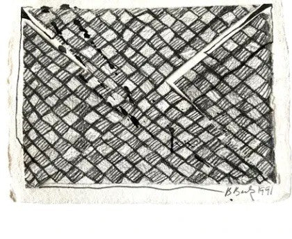 Barbara Beck 1991 Abstract Painting on Paper - Black Paint and Graphite