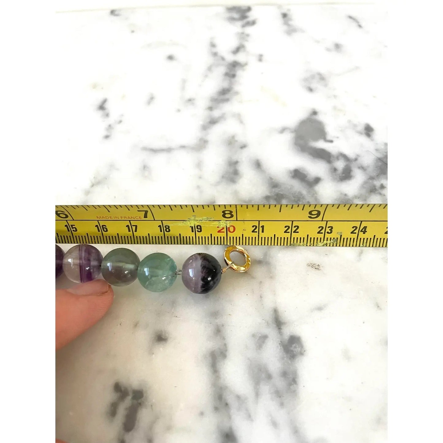 Multi Color Fluorite Beaded Bracelet With Gold Tone Hook Clasp - Designed by Matthew Izzo