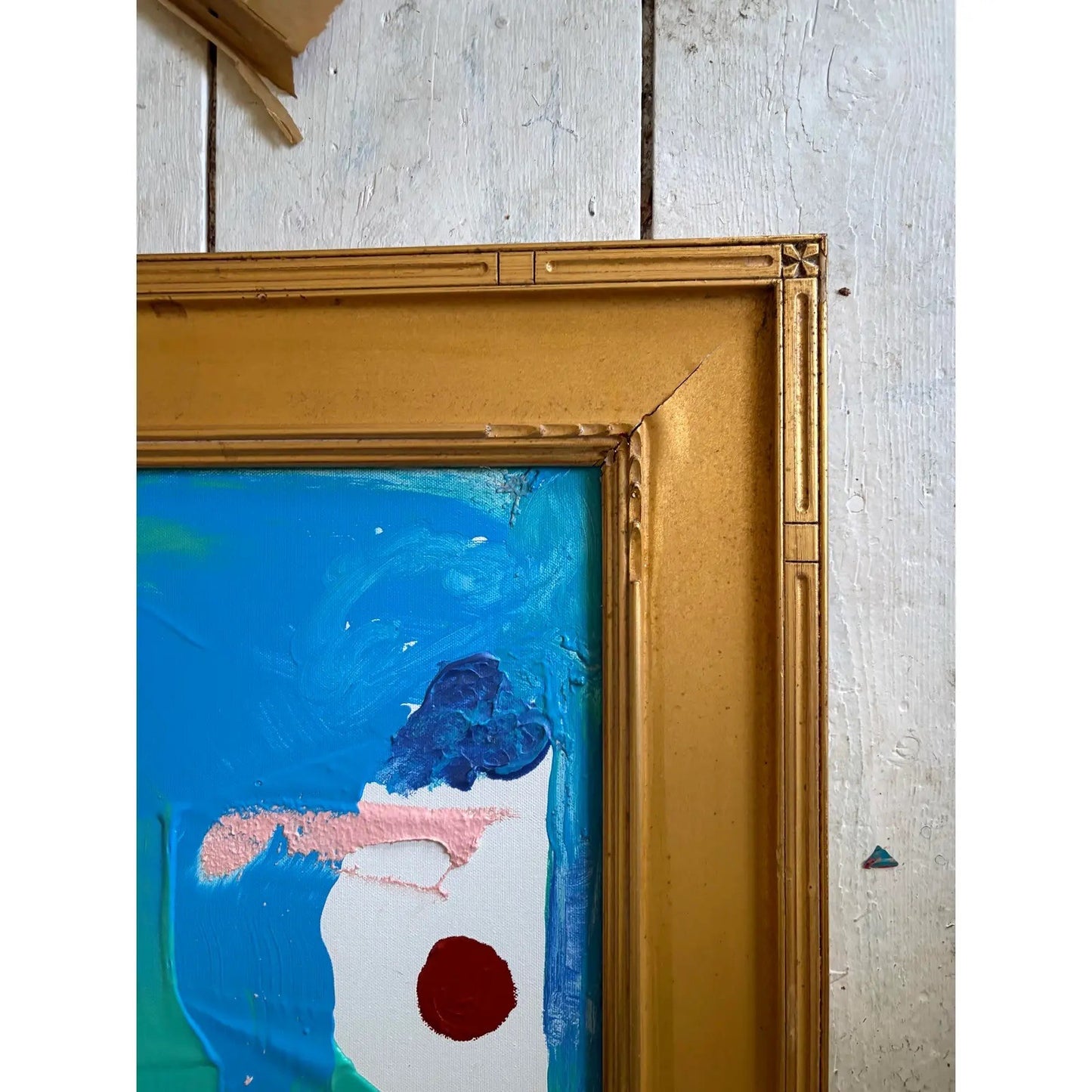 Contemporary Acrylic Painting on Canvas in Vintage Gold Frame by Matthew Izzo