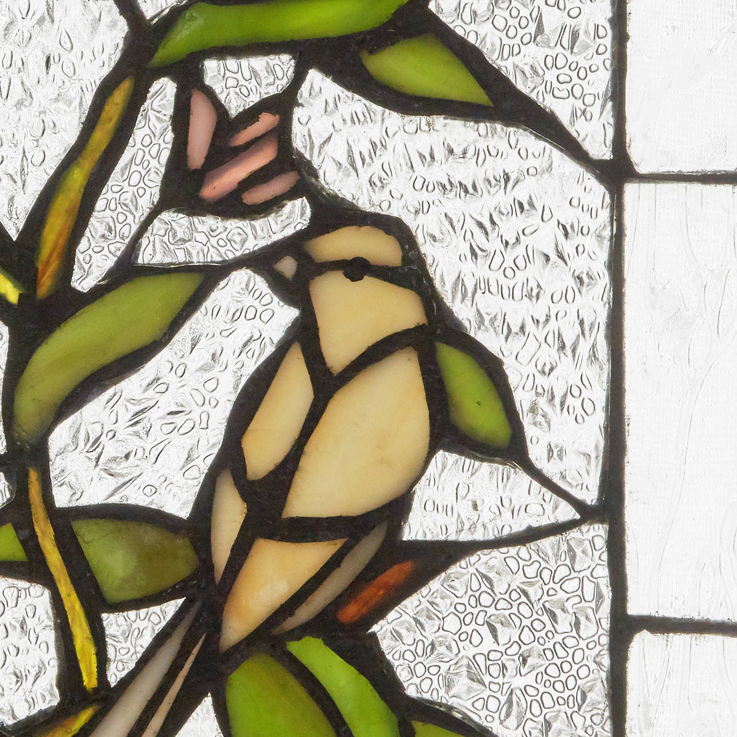 Stained Glass Birds in a Lemon Tree Window Panel 14"H