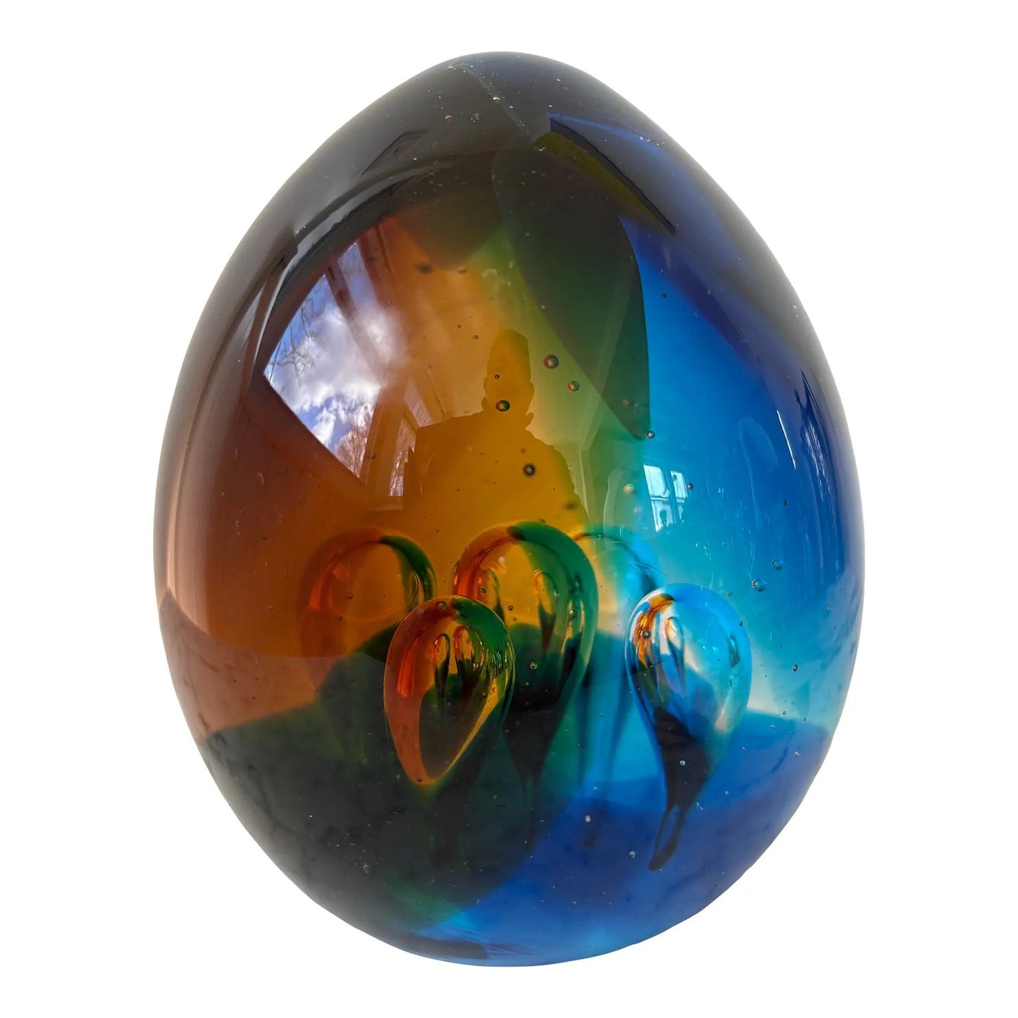 Large Hand-Blown Art Glass in an Egg Shape