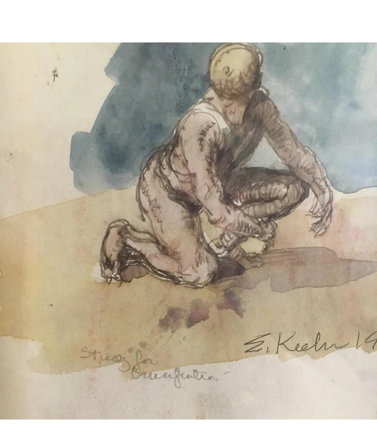 Evan Keehn Watercolor Figure Painting (1964)