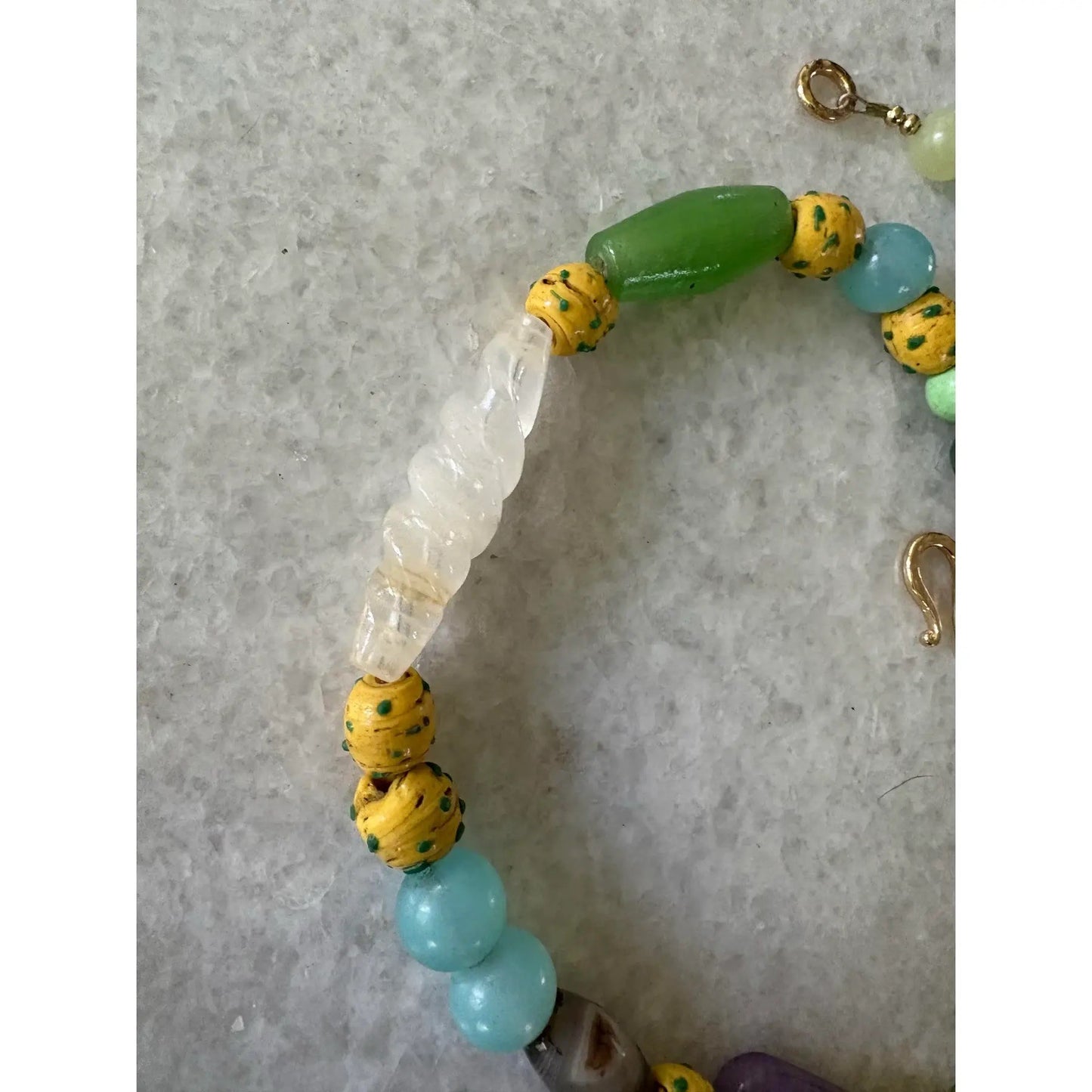 Carved Jade, Amethyst, Turquoise, Rare Ancient Venetian Glass Beaded Necklace, Designed by Matthew Izzo